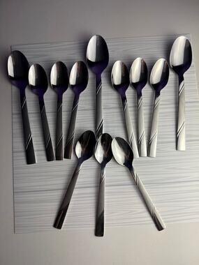 Cambridge Kara Frost Stainless Flatware Spoons Lot 12 Pc Replacement Silverware